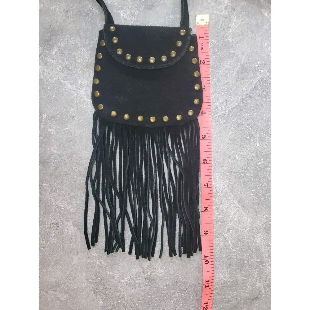 Vintage Gianni Black Vegan Suede Fringe MicroMini Shoulder Crossbody Western Bag - Picture 16 of 16
